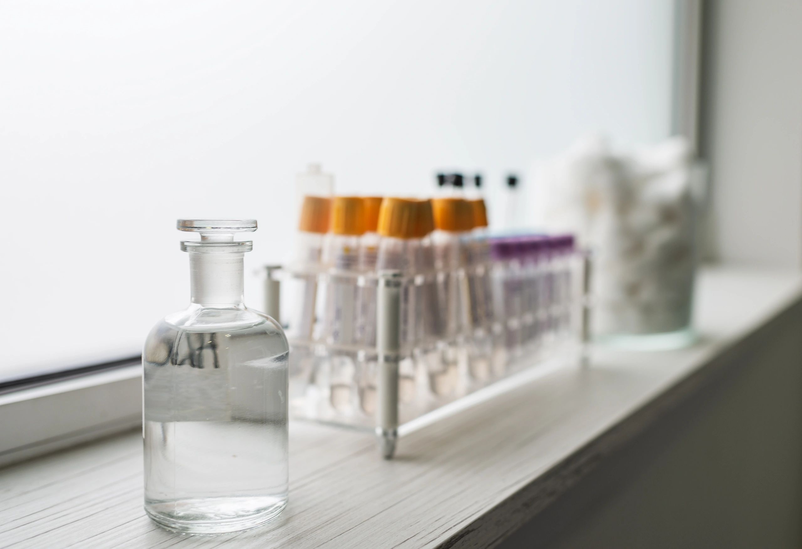 Medical test tubes in a lab setting