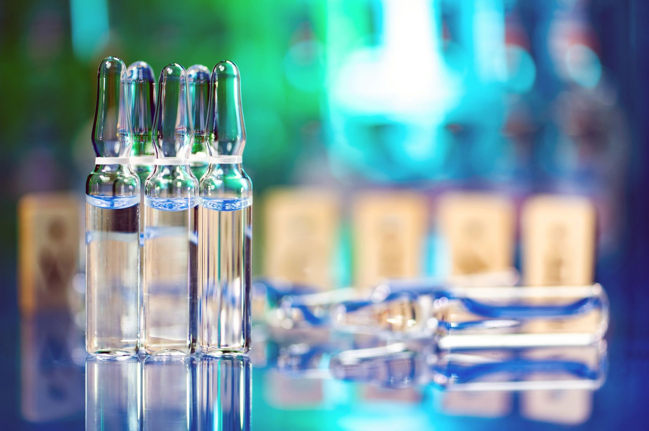 Glass ampoules in a laboratory setting